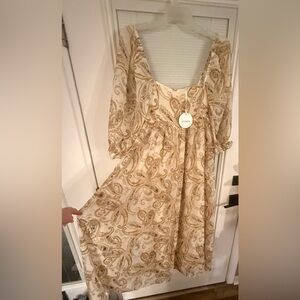 NWT Storia Floral Paisley Square Neck Maxi Dress Large